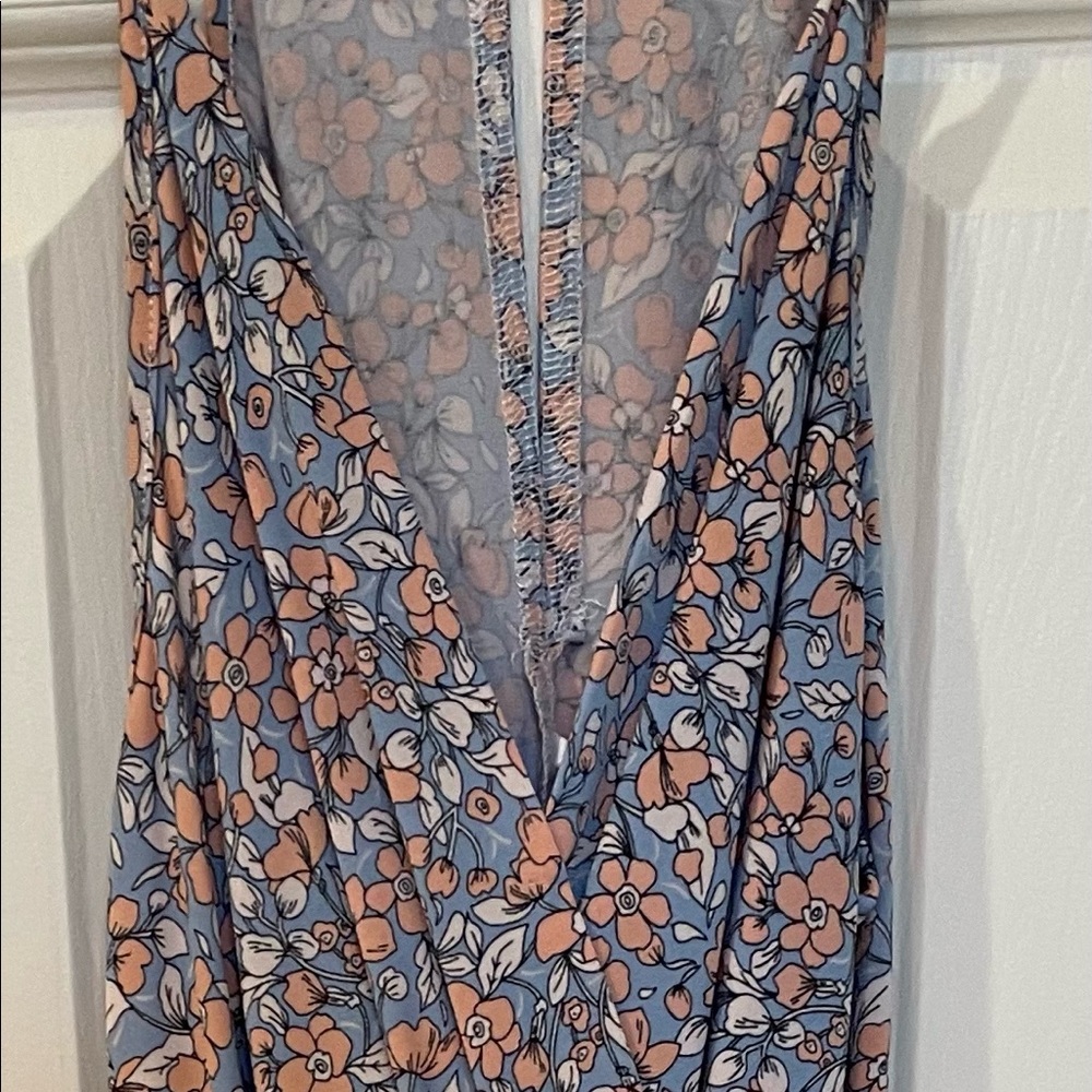 BCBGeneration Asymmetrical Floral Dress in Blue/Pink